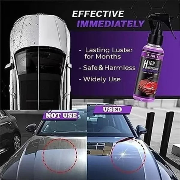 3 In 1 High Protection Quick Car Coating Spray, Ceramic Car Coating Spray Crystal Coating For Car Wax Spray Plastic Parts Refurbish Agent Car Hand Spray