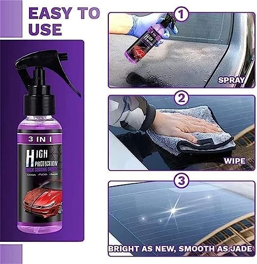 3 In 1 High Protection Quick Car Coating Spray, Ceramic Car Coating Spray Crystal Coating For Car Wax Spray Plastic Parts Refurbish Agent Car Hand Spray