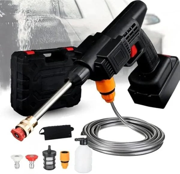 High Pressure Electric Car Washer Gun with 48v Lithium Water Jet Foam, Rechargeable (Complete Kit) - Imported Quality