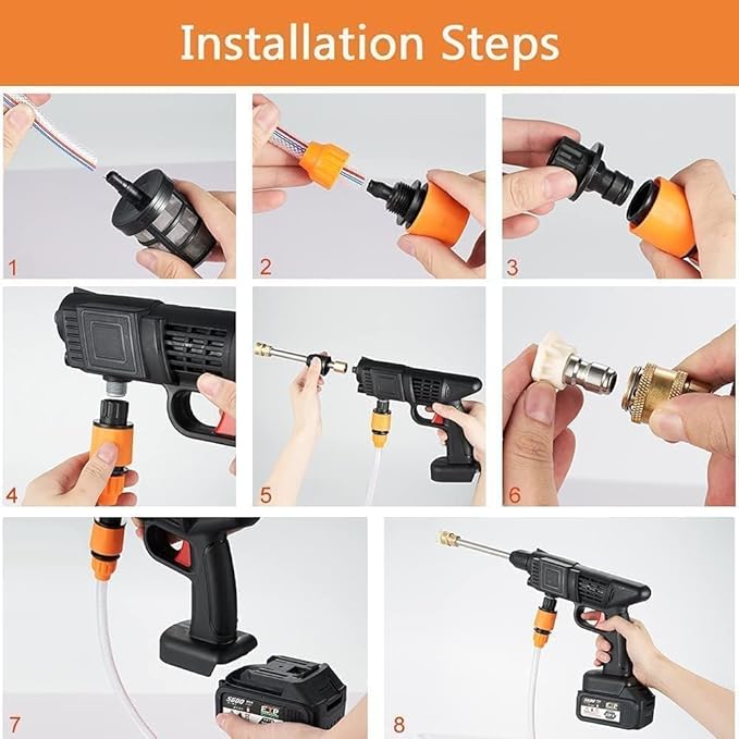 High Pressure Electric Car Washer Gun with 48v Lithium Water Jet Foam, Rechargeable (Complete Kit) - Imported Quality