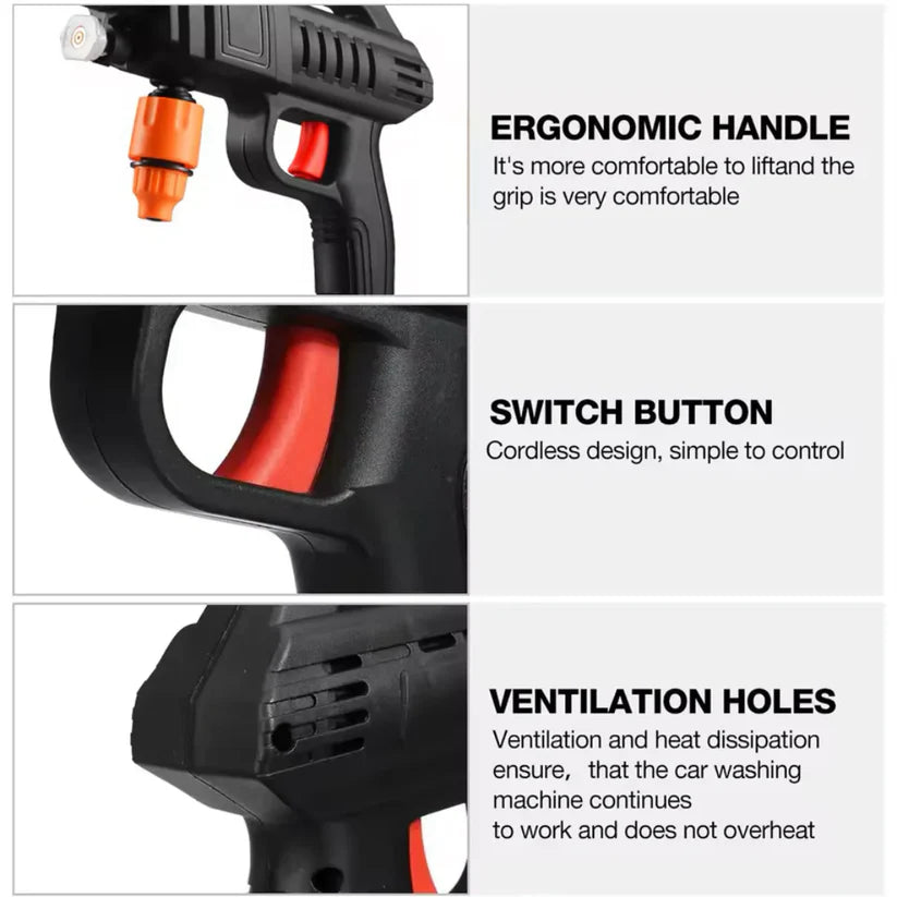 High Pressure Electric Car Washer Gun with 48v Lithium Water Jet Foam, Rechargeable (Complete Kit) - Imported Quality